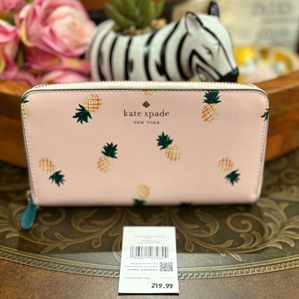 Kate Spade Pineapple Marlee Large Continental Wallet Light Pink Yellow